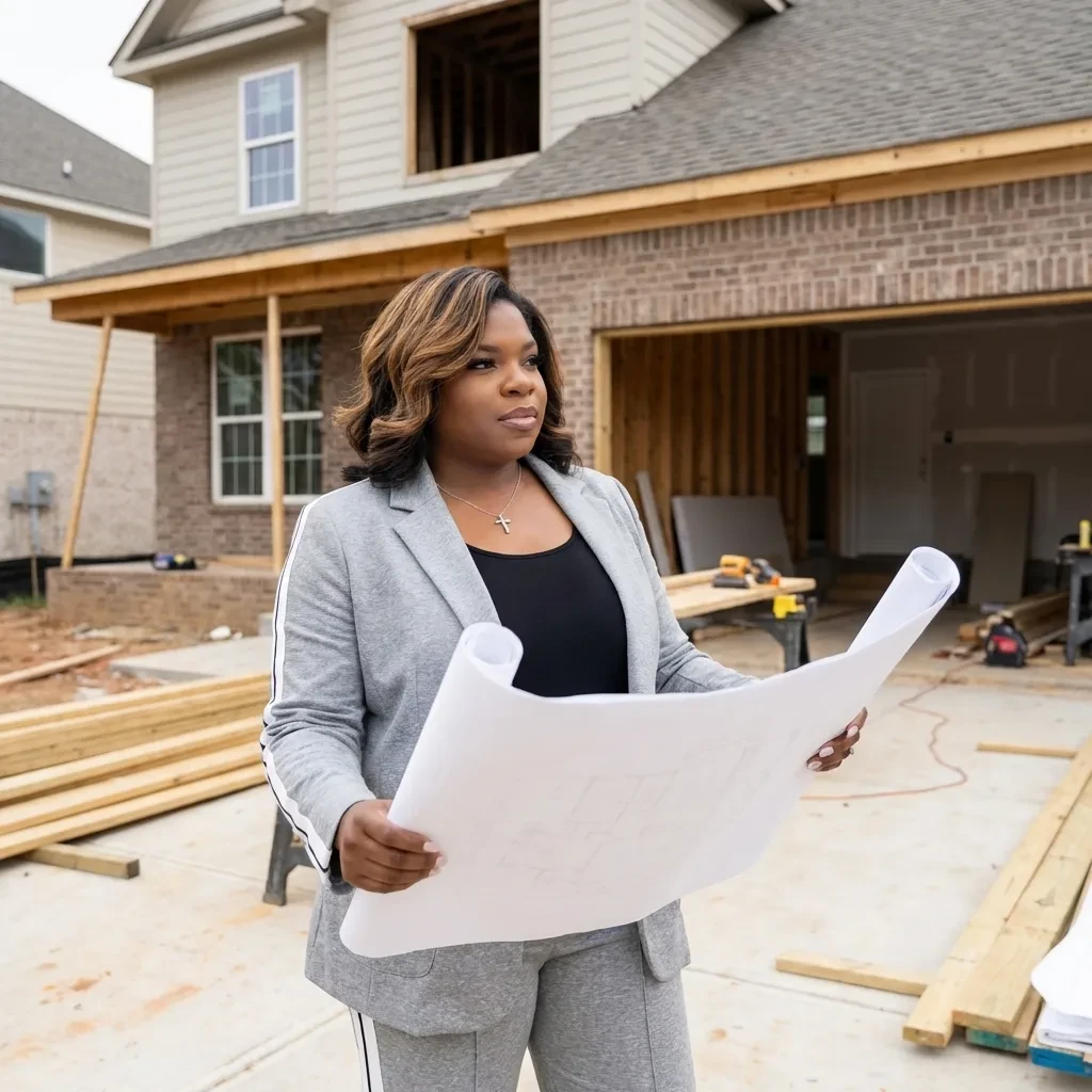 Architect reviewing residential floor plans
